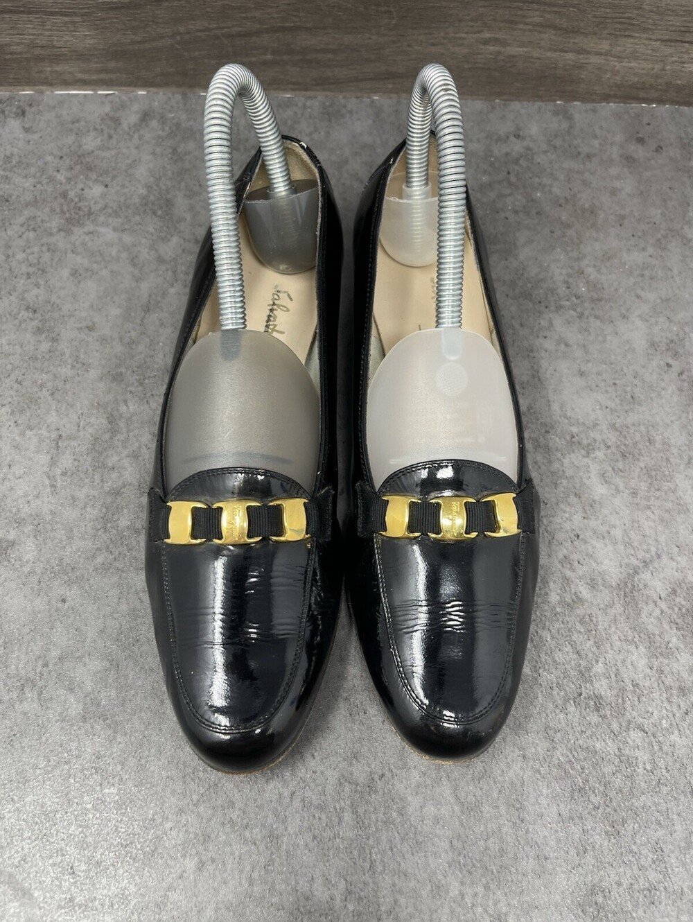Salvatore Ferragamo Patent Leather Flats Shoes Womens Size 6.5 Black - Picture 3 of 10